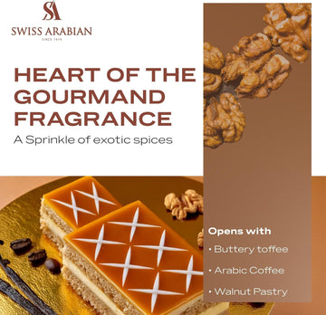 Swiss Arabian Shaghaf Vanilla Toffee, esencia en frasco, mezcla café y vainilla para experiencia sensorial.