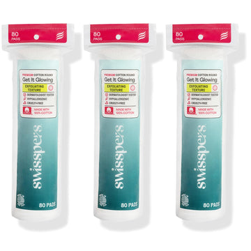 Discos de algodón Swisspers premium, doble cara, exfoliación suave para una limpieza más suave.