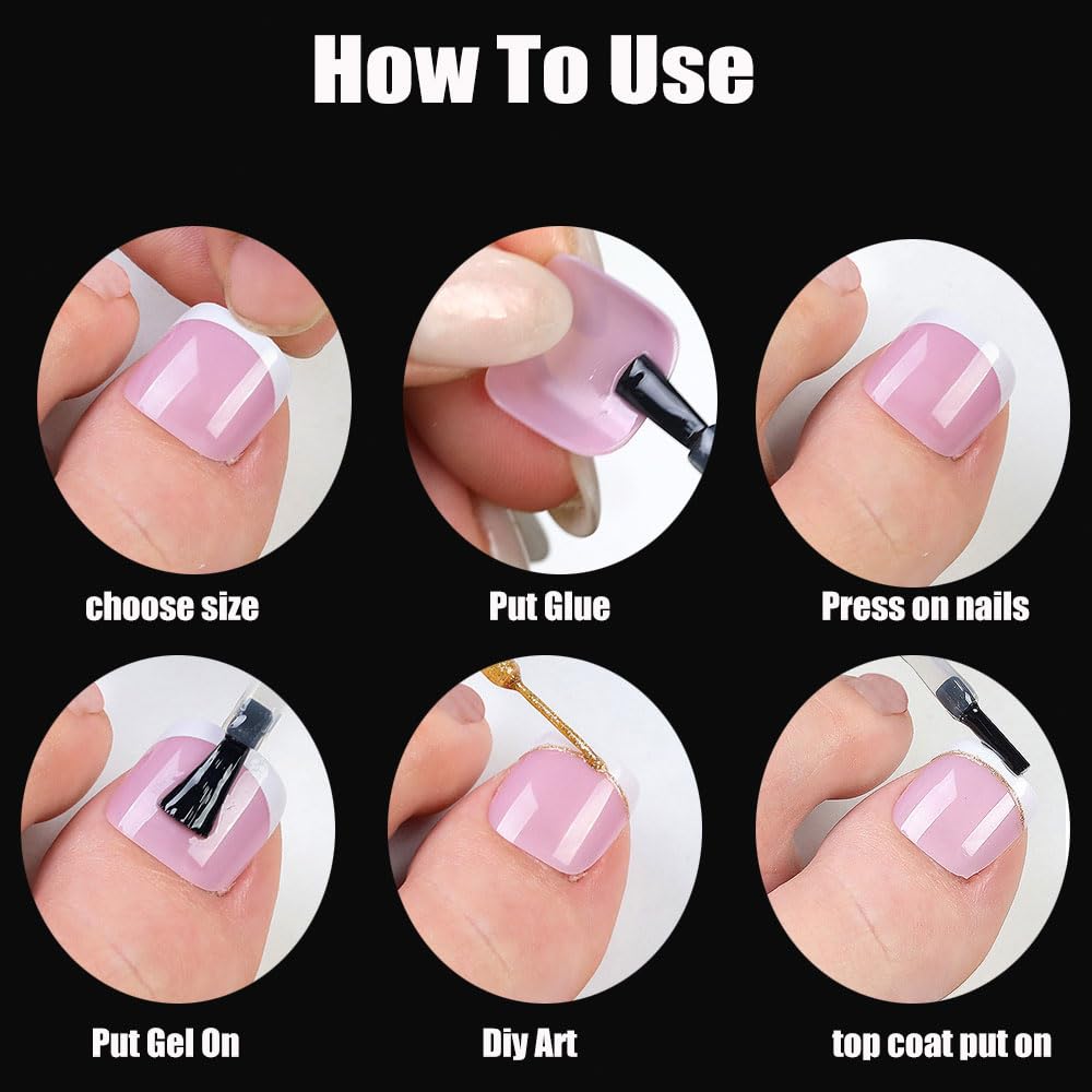 SWRITATSK uñas para dedo del pie, aplicación fácil en salón o casa.