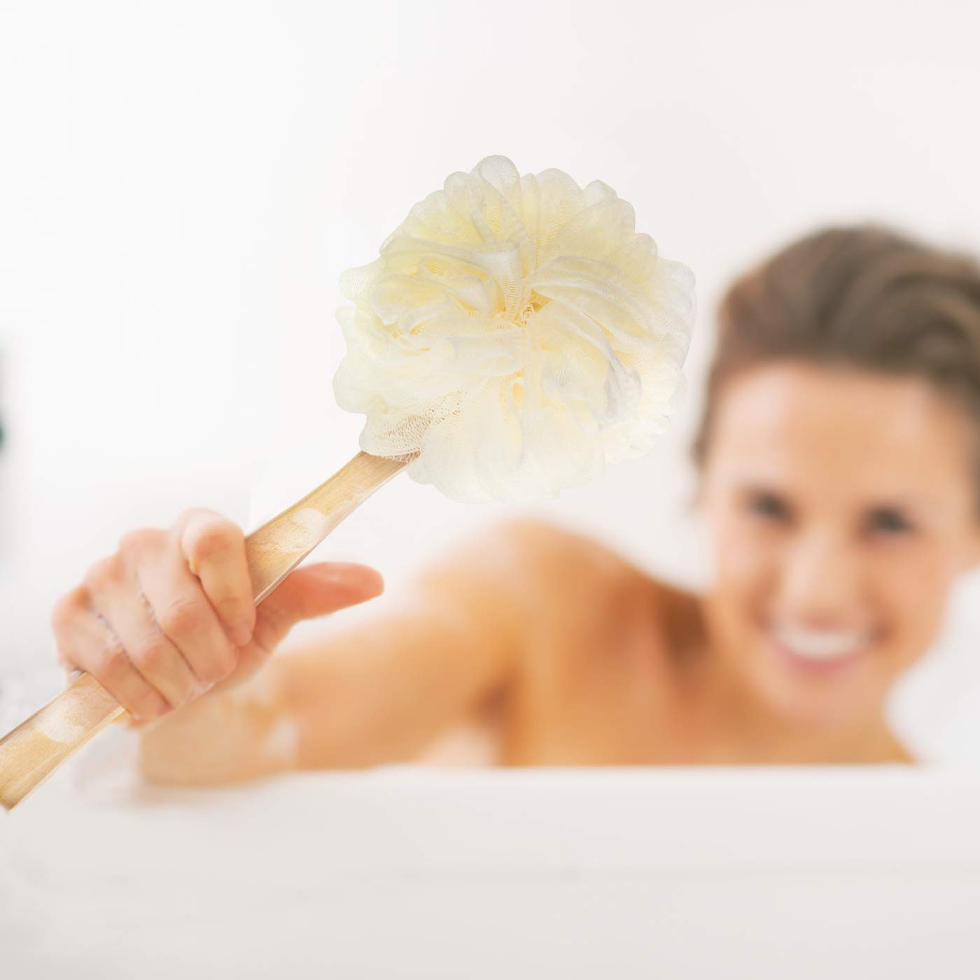 SWSTINLING esponjas de spa con mango largo, uso versátil para exfoliar y pulir.