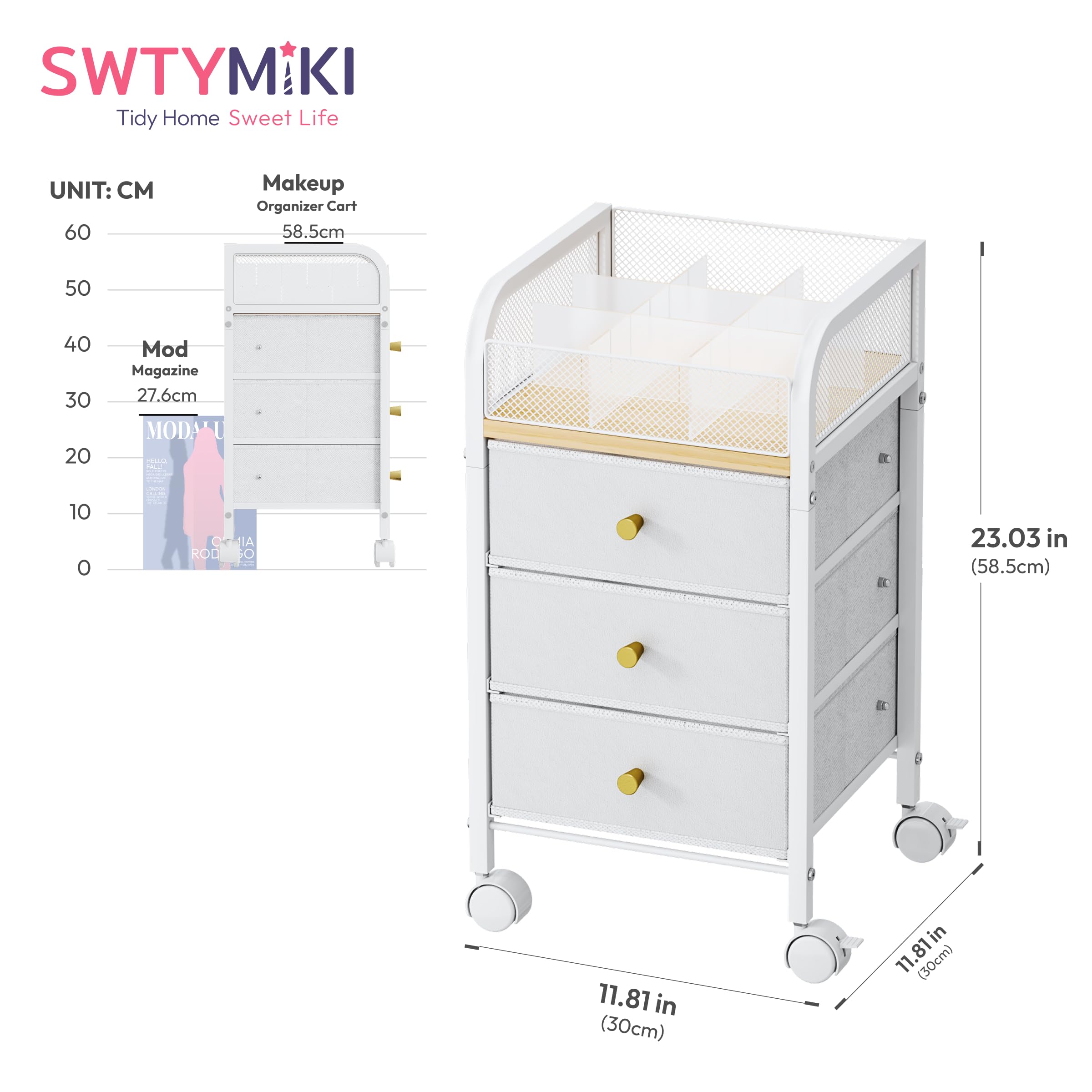 SWTYMIKI panel superior con 9 compartimentos para cosméticos