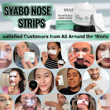 SYABO tiras quitapuntos para rostro, absorben grasa y suciedad.