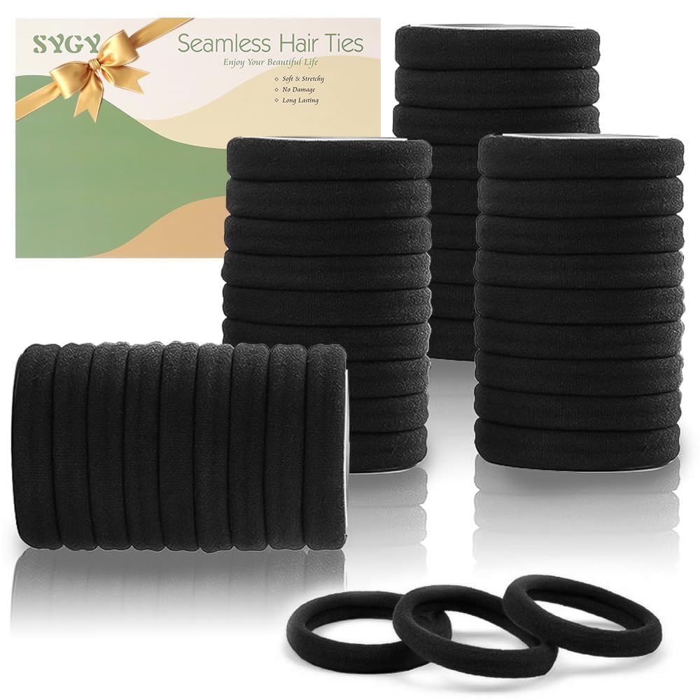 Goma SYGY negra sin costura evita marcas en el cabello