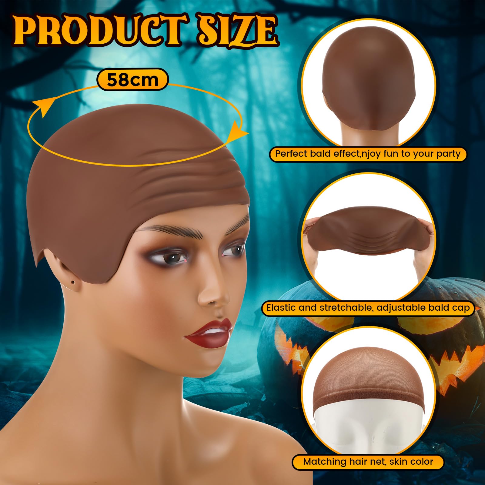 Conjunto de gorro calvo y capucha para disfraces Syhood
