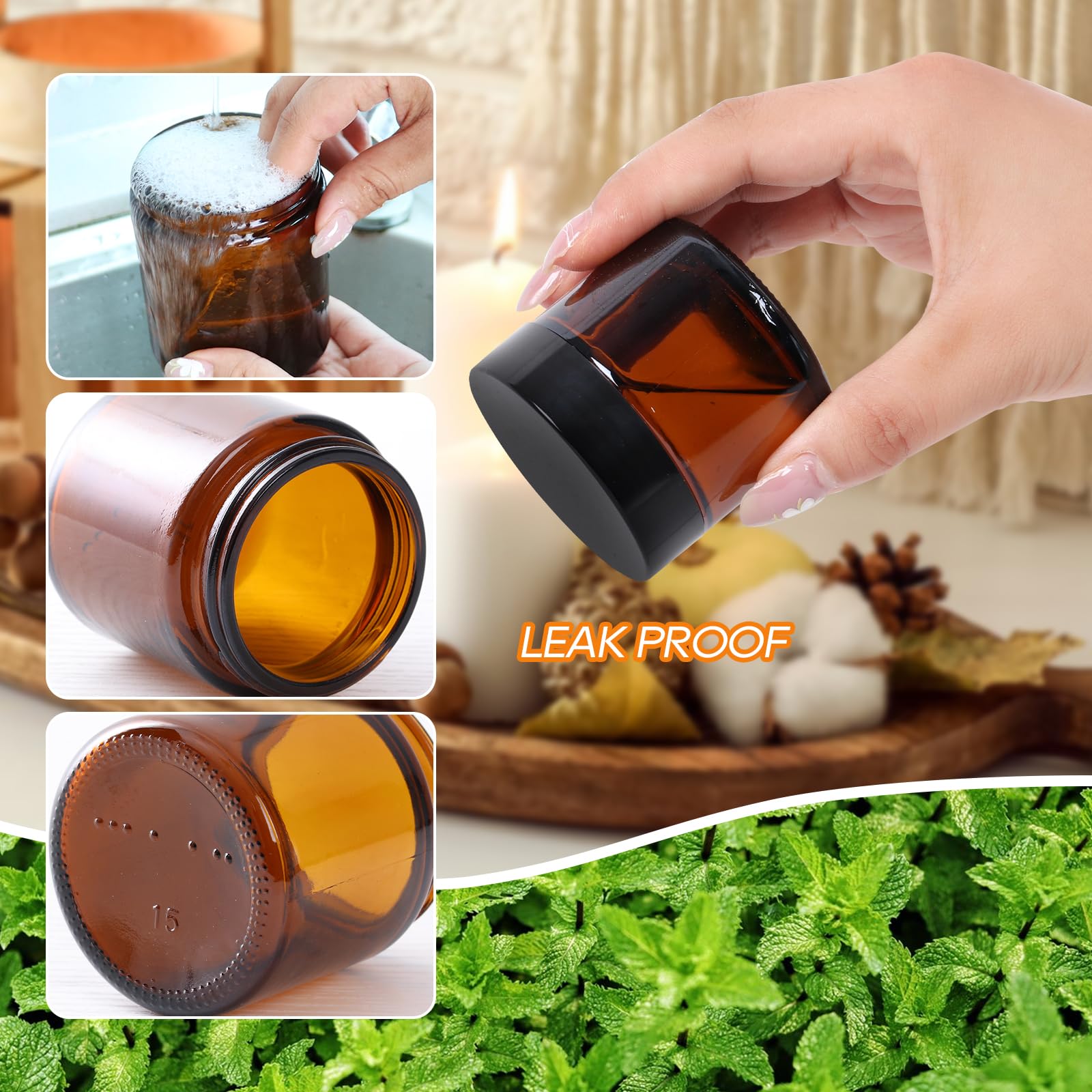Jarras SZUAH ámbar 60 ml para lociones exfoliantes y cremas