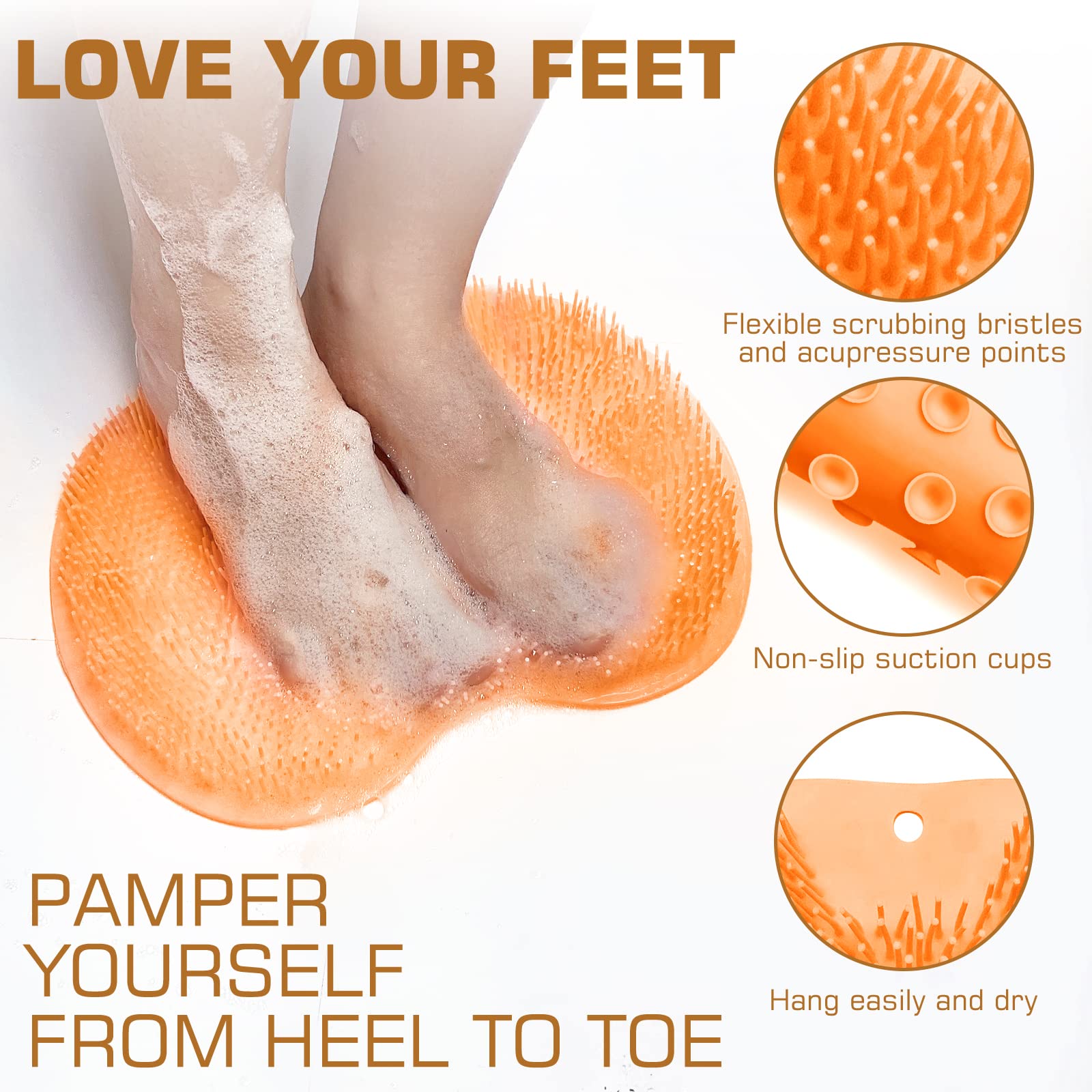 SZZYXD cepillos exfoliantes para pies alcanzan entre los dedos para mayor limpieza.