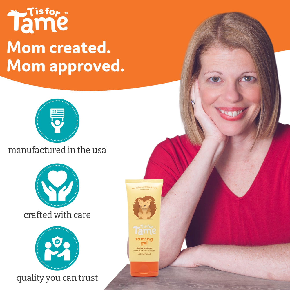 T is for Tame gel, ingredientes naturales y vitamina E para cabello nutrido.