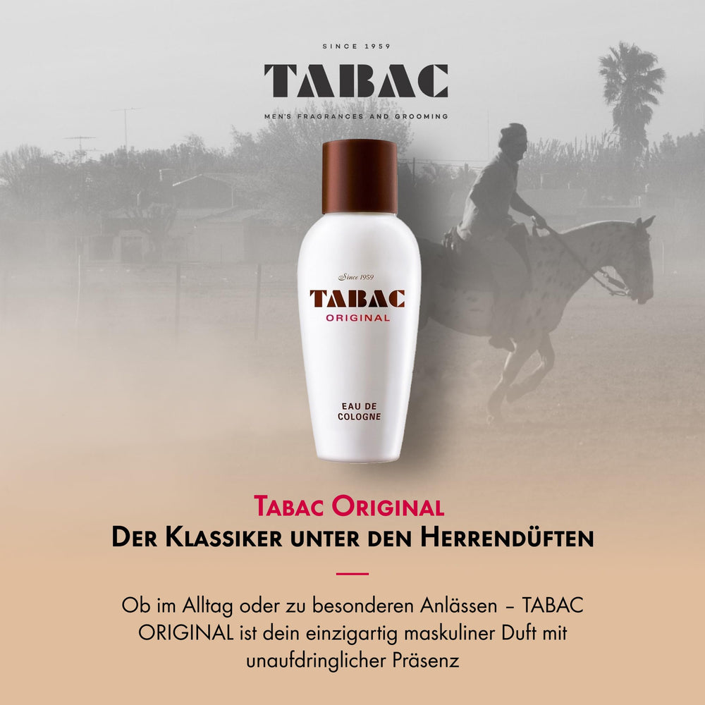Tabac Original bottle cap close-up, sleek finish enhances upscale feel.