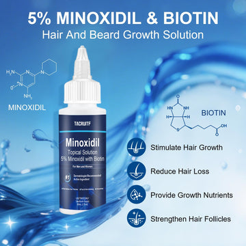 Tacruitf Minoxidil con Biotina, aplicación en cabello para densidad percibida.