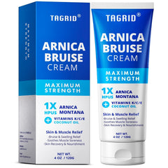 TAGRID Arnica Crema en tubo de 4 oz para alivio rápido de moretones.