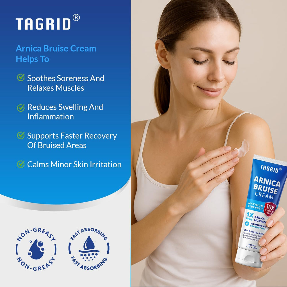 TAGRID Arnica Crema en envase tubo, fácil de usar y aplicar.
