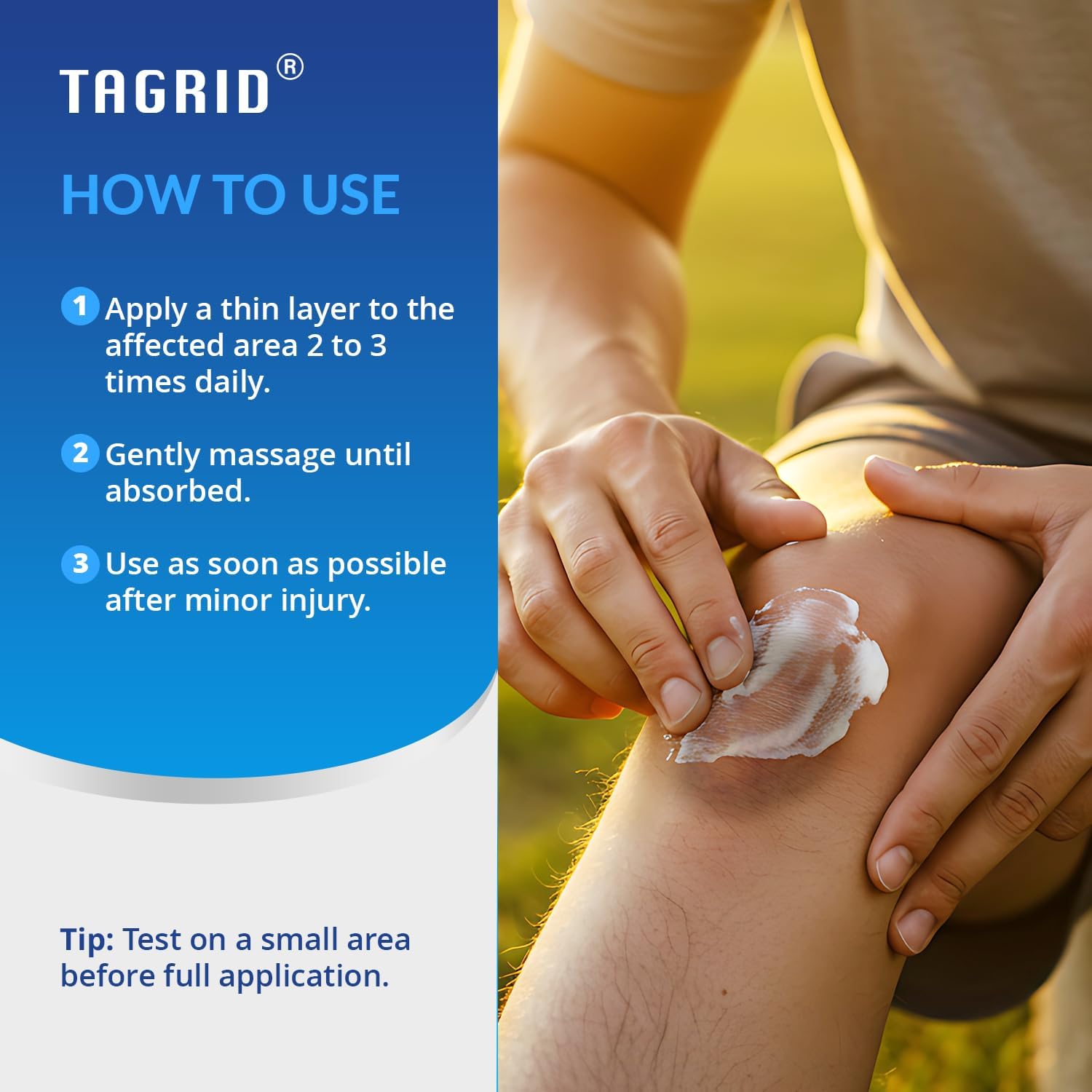 TAGRID Arnica Crema textura ligera que se absorbe rápidamente.