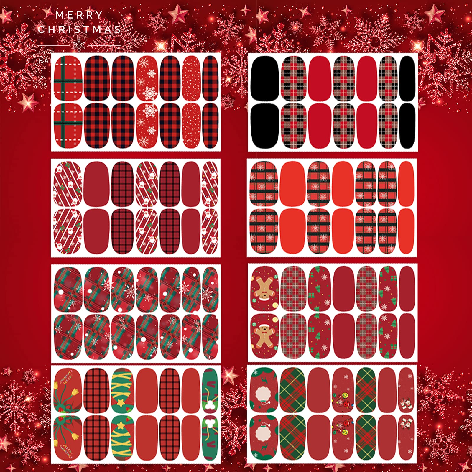 TailaiMei pegatinas para uñas con diseños navideños clásicos, ideales para fiestas