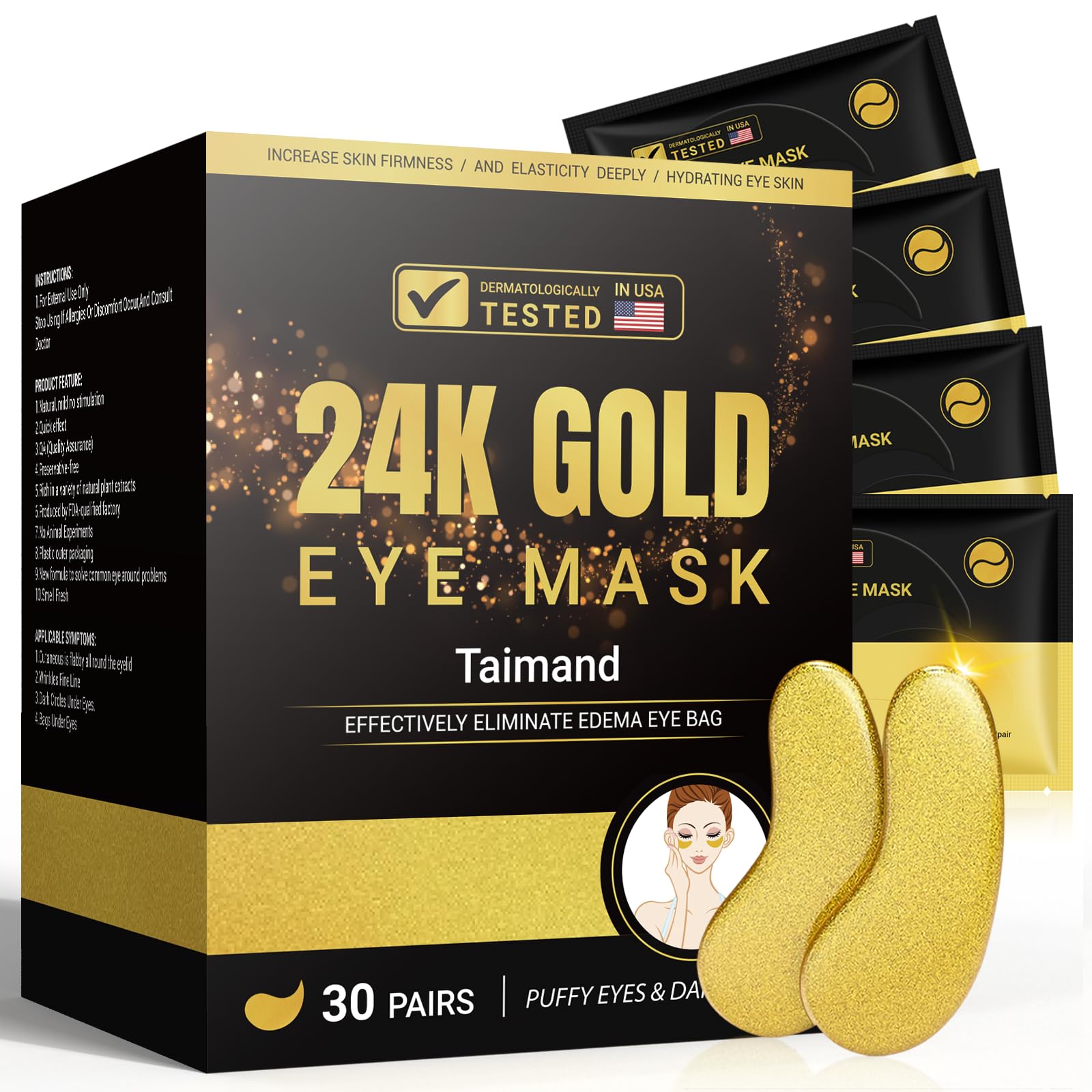 Parches Ojos Taimand 24K-oro para reducir hinchazón y aportar luminosidad.