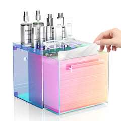 TAINESS caja acrílica arcoíris para toallitas faciales desechables, organización elegante.
