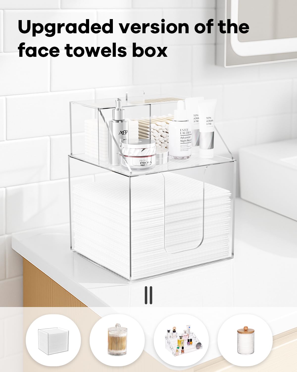 TAINESS espacio baño organizado con doble capa para accesorios de higiene