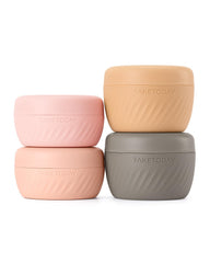 TakeToday contenedores de viaje con tapa albaricoque, ideal para organización de cosméticos sin fugas.