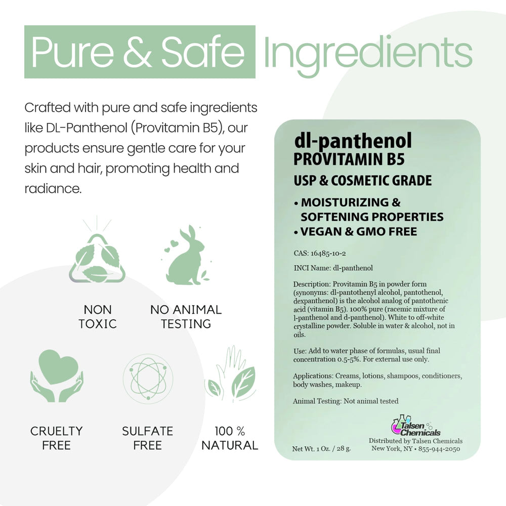 Solución cosmética de panthenol de Talsen Chemicals lista para fórmulas caseras.