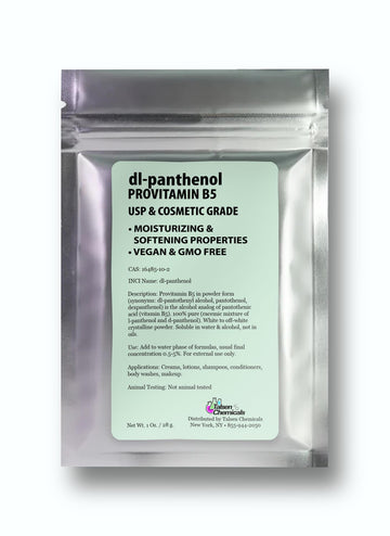 Talsen Chemicals polvo panthenol de 28 g en bote para hidratación facial.