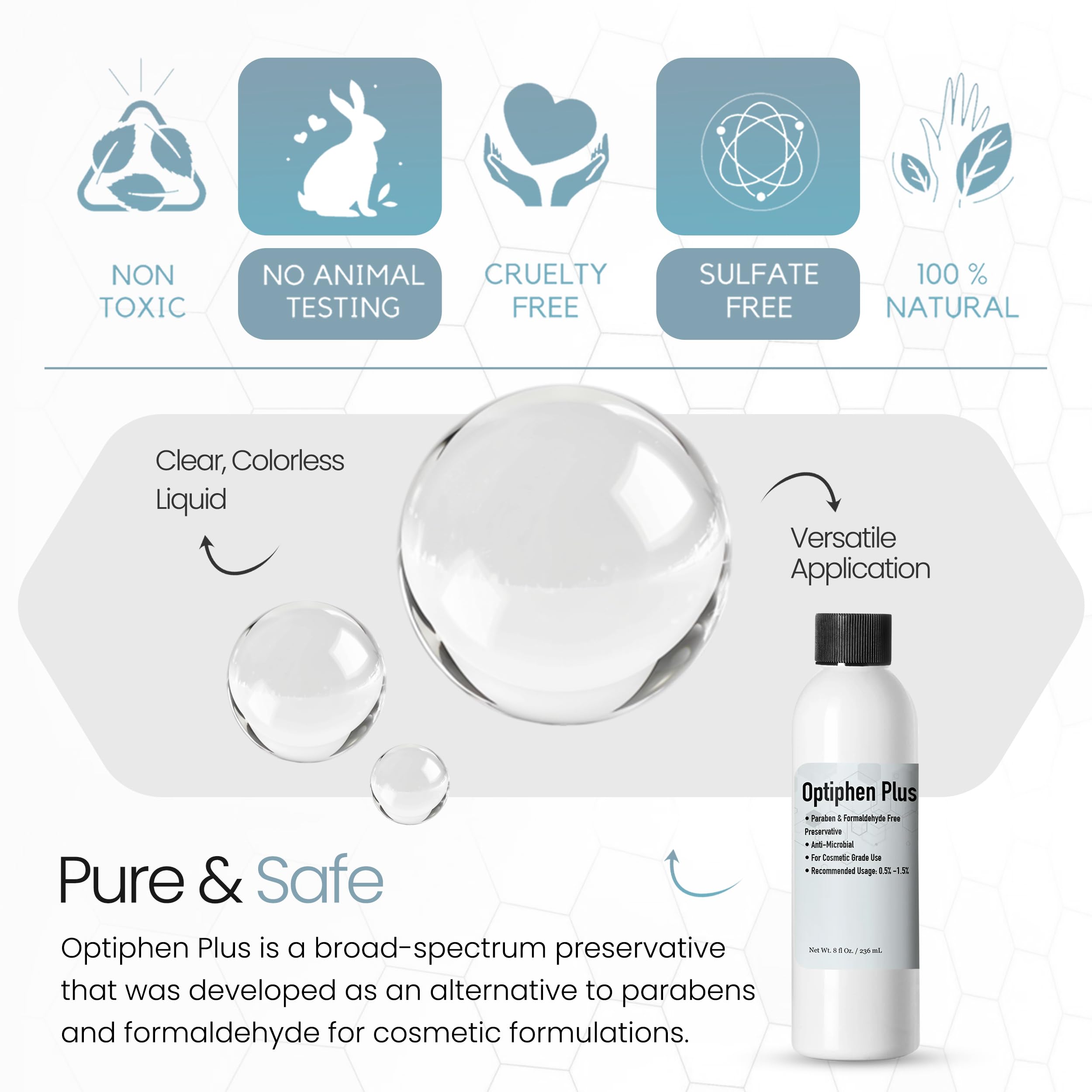 Optiphen Plus de Talsen, adecuado para productos de piel sensible, preserva la formulación