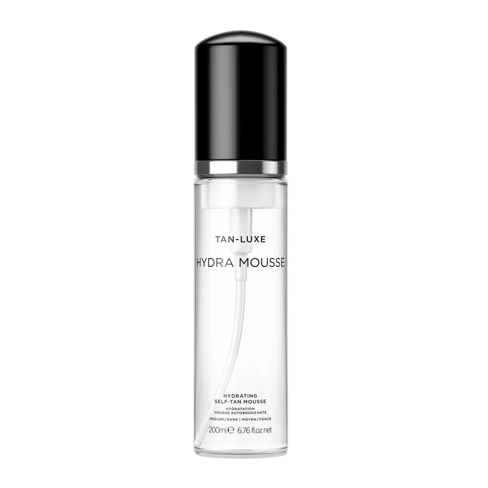 TAN-LUXE Hydra Mousse muestra textura de espuma para bronceado uniforme.