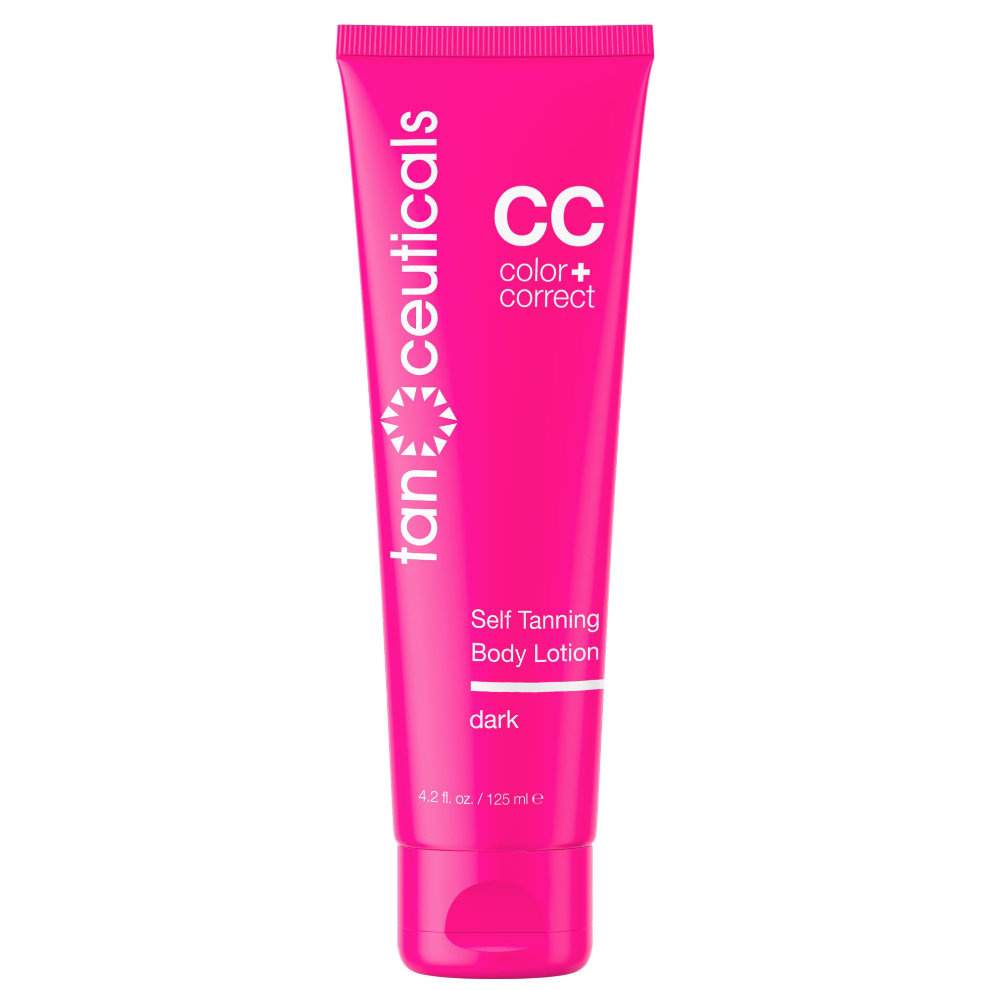 Tanceuticals auto-bronzant sombre en flacon pour une teinte naturelle et durable.