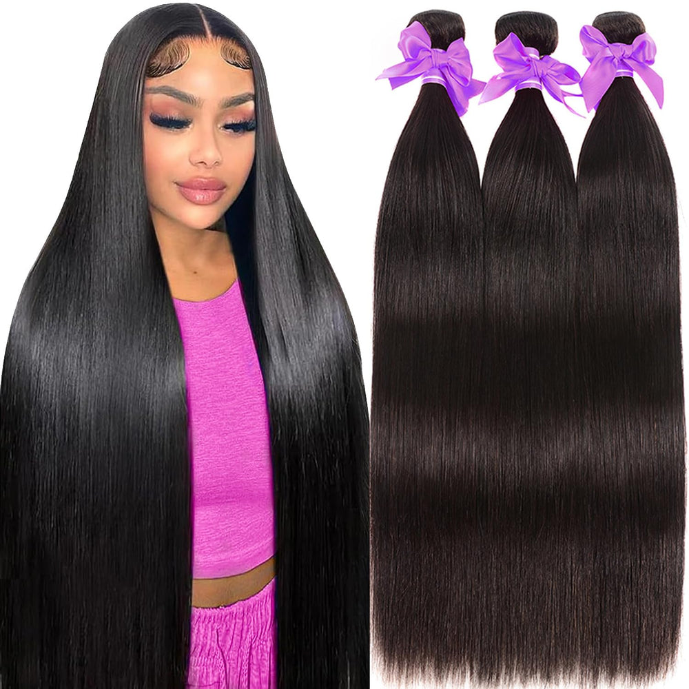 Tandovee paquetes de cabello liso 22-24-26, suave y fácil de peinar.