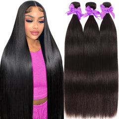 Tandovee paquetes de cabello liso 22-24-26, suave y fácil de peinar.