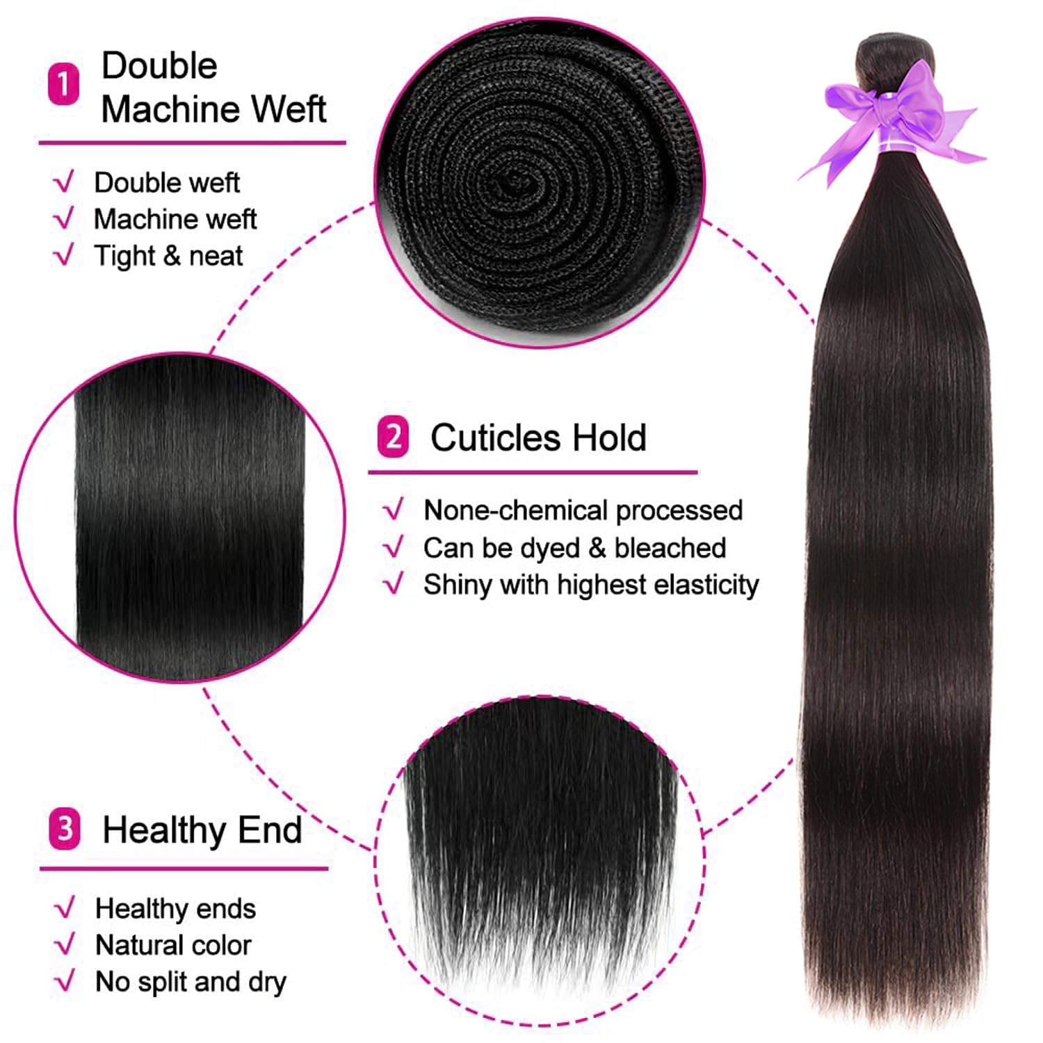 Tandovee cabello liso 22-24-26, aspecto natural y duradero.