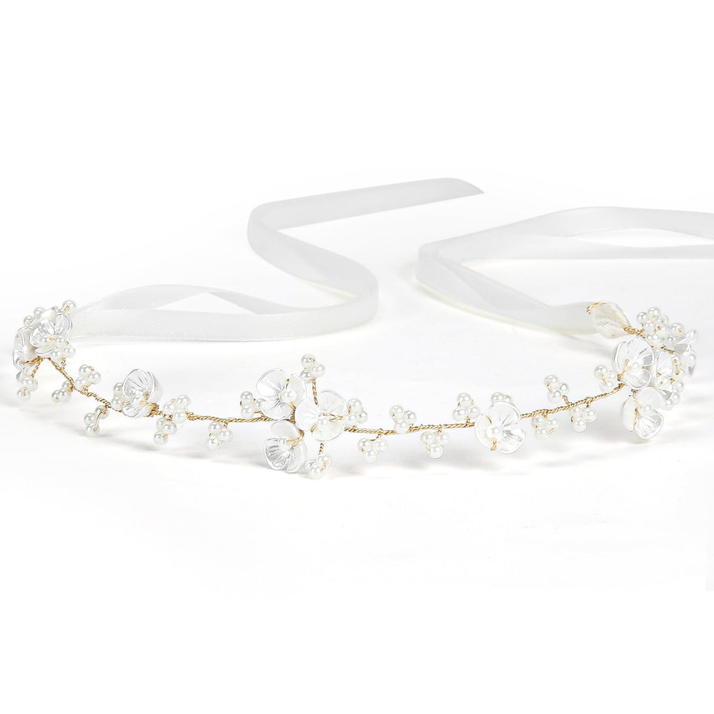Tanfeine corona flor de perlas: diadema elegante para bodas y sesiones fotográficas.
