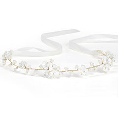 Tanfeine corona flor de perlas: diadema elegante para bodas y sesiones fotográficas.