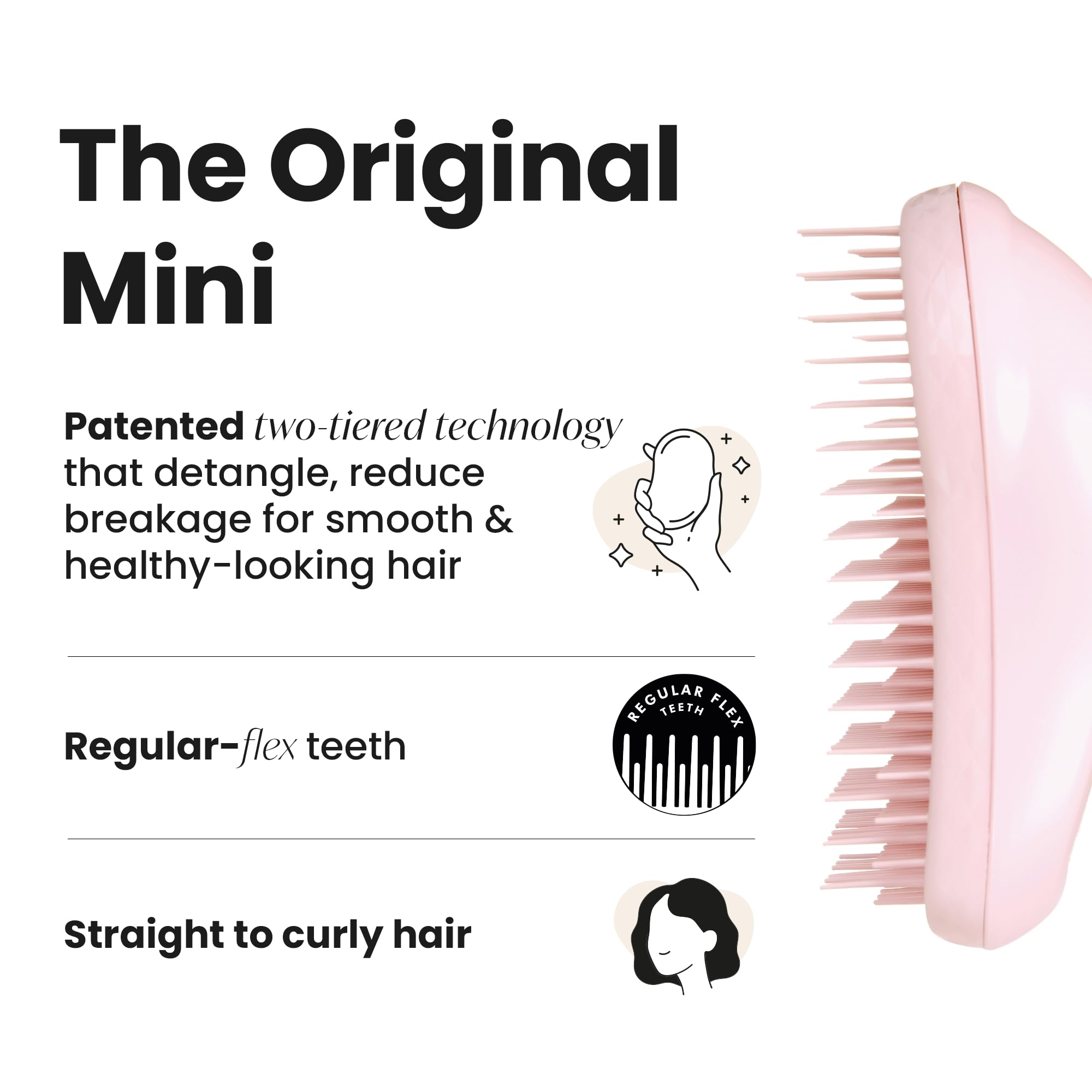 Tangle Teezer Original Detangler, cabello húmedo, facilita desenredado suave durante el peinado.
