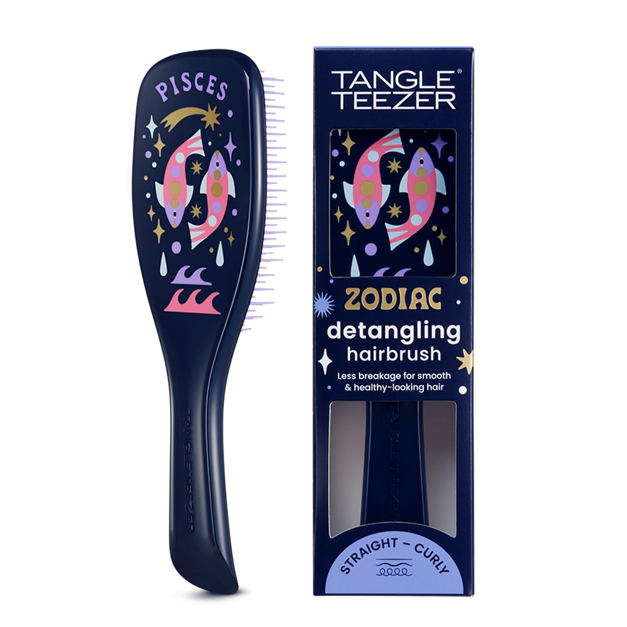 Tangle Teezer Zodiac Desenredadora Pisces con arte zodiaco para desenredar sin tirones.