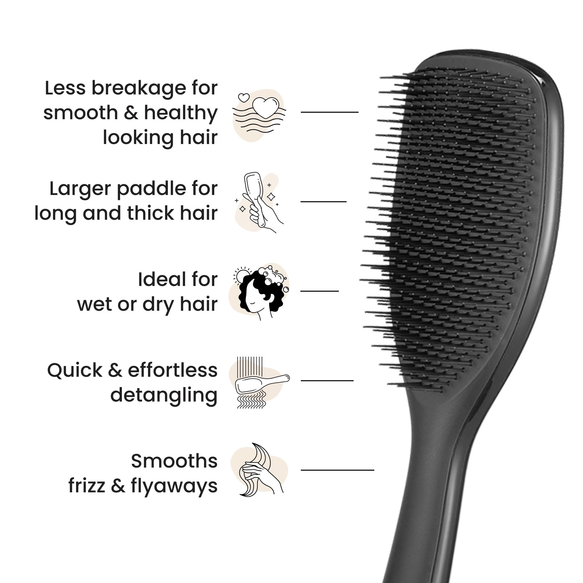 Cepillo Tangle Teezer con pala grande para cabello largo.