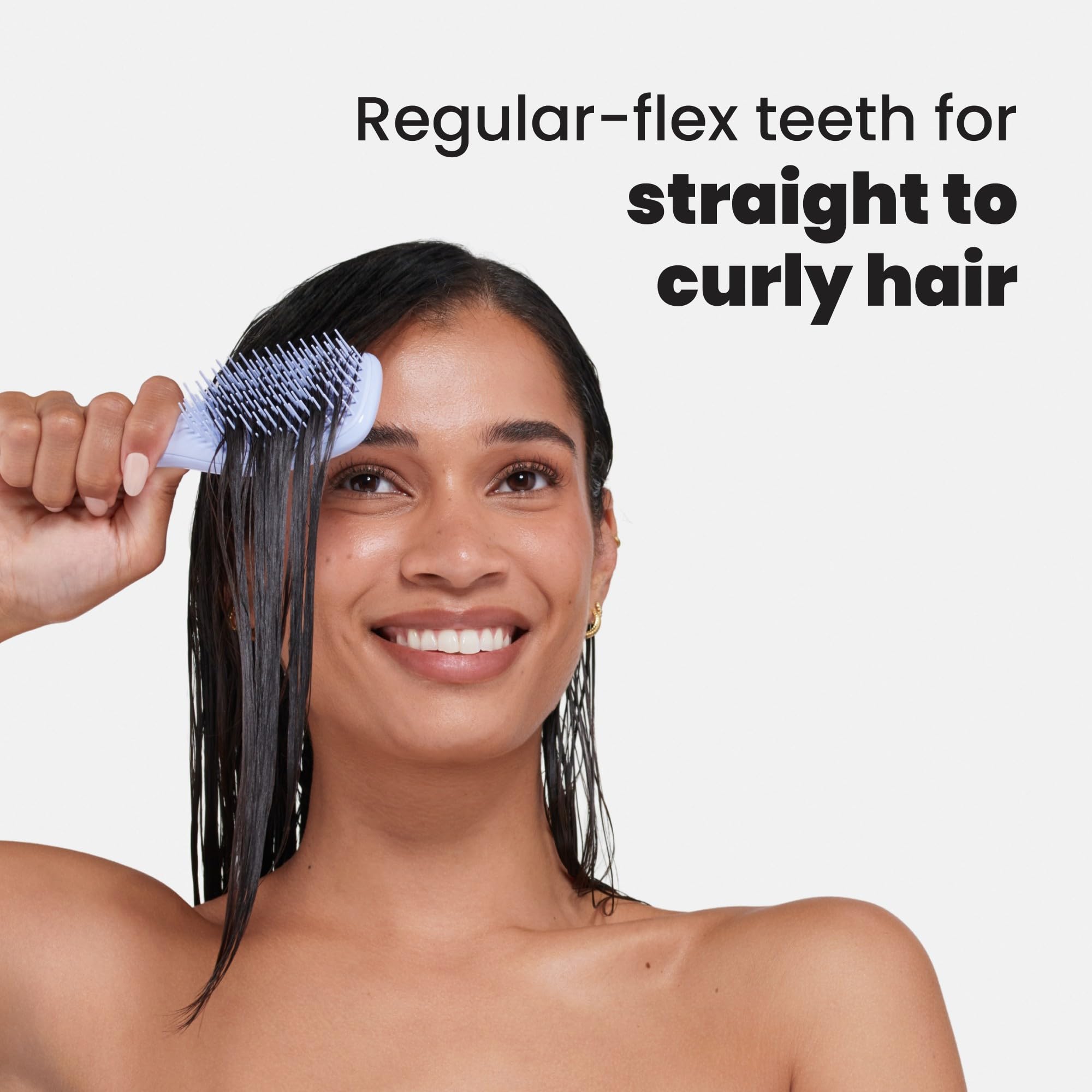 Tangle Teezer dientes cortos suavizan mechones para un acabado suave y sin encrespado.