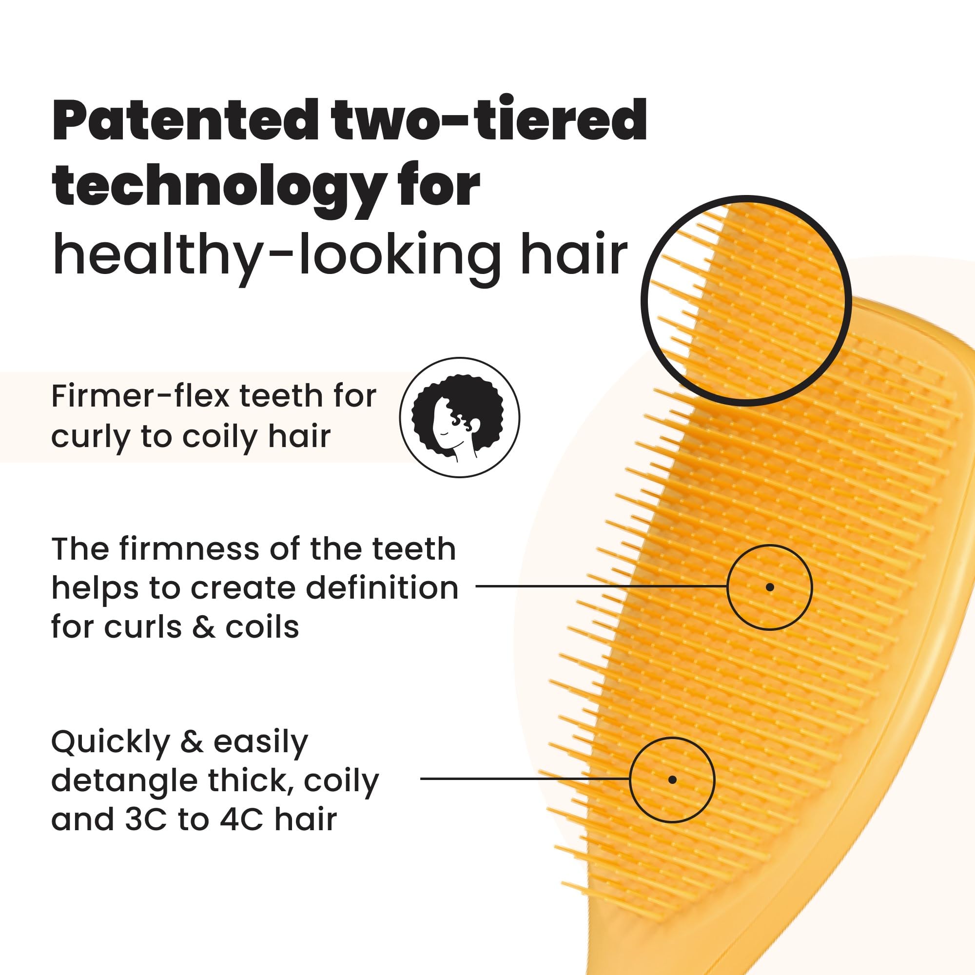 Tangle Teezer con dientes de dos niveles, reduce la fricción y controla el encrespamiento.