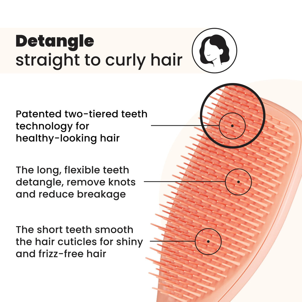 Tangle Teezer con dientes largos y flexibles desenredan con suavidad.