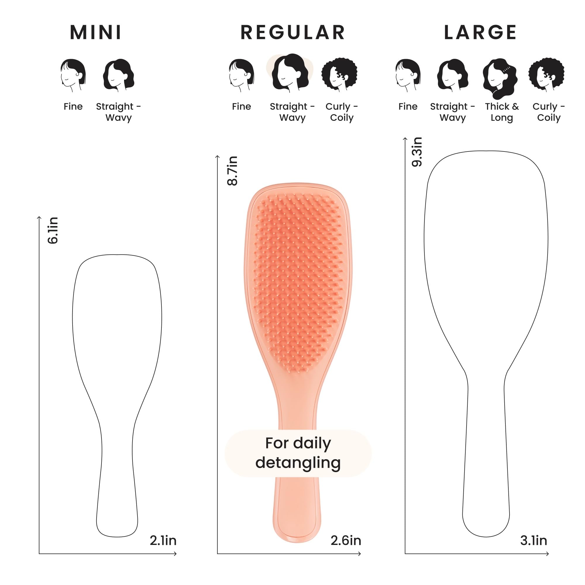 Tangle Teezer diseño patentado de dientes dos niveles para desenredar.