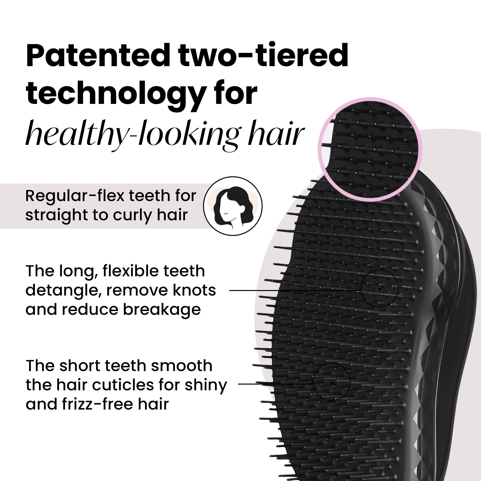 Tangle Teezer Original Detangler Panther Black en la ducha distribuyendo productos en el cabello