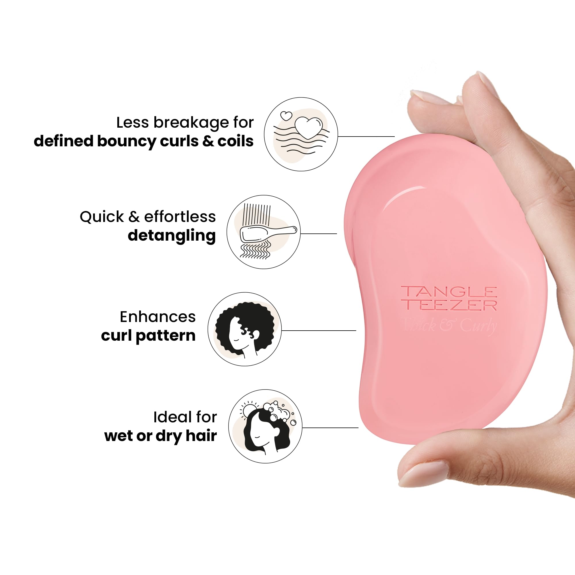 Tangle Teezer Original diseño ergonómico cómodo de sostener durante el peinado.