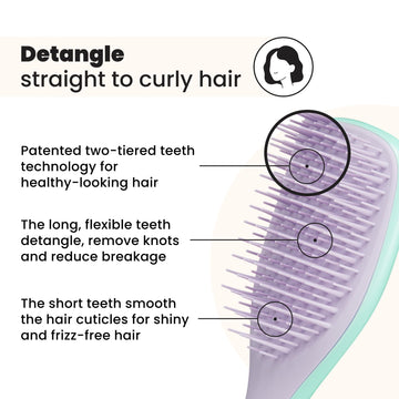 Tangle Teezer Ultimate Detangler dientes largos desenredan con suavidad para cabellos largos.