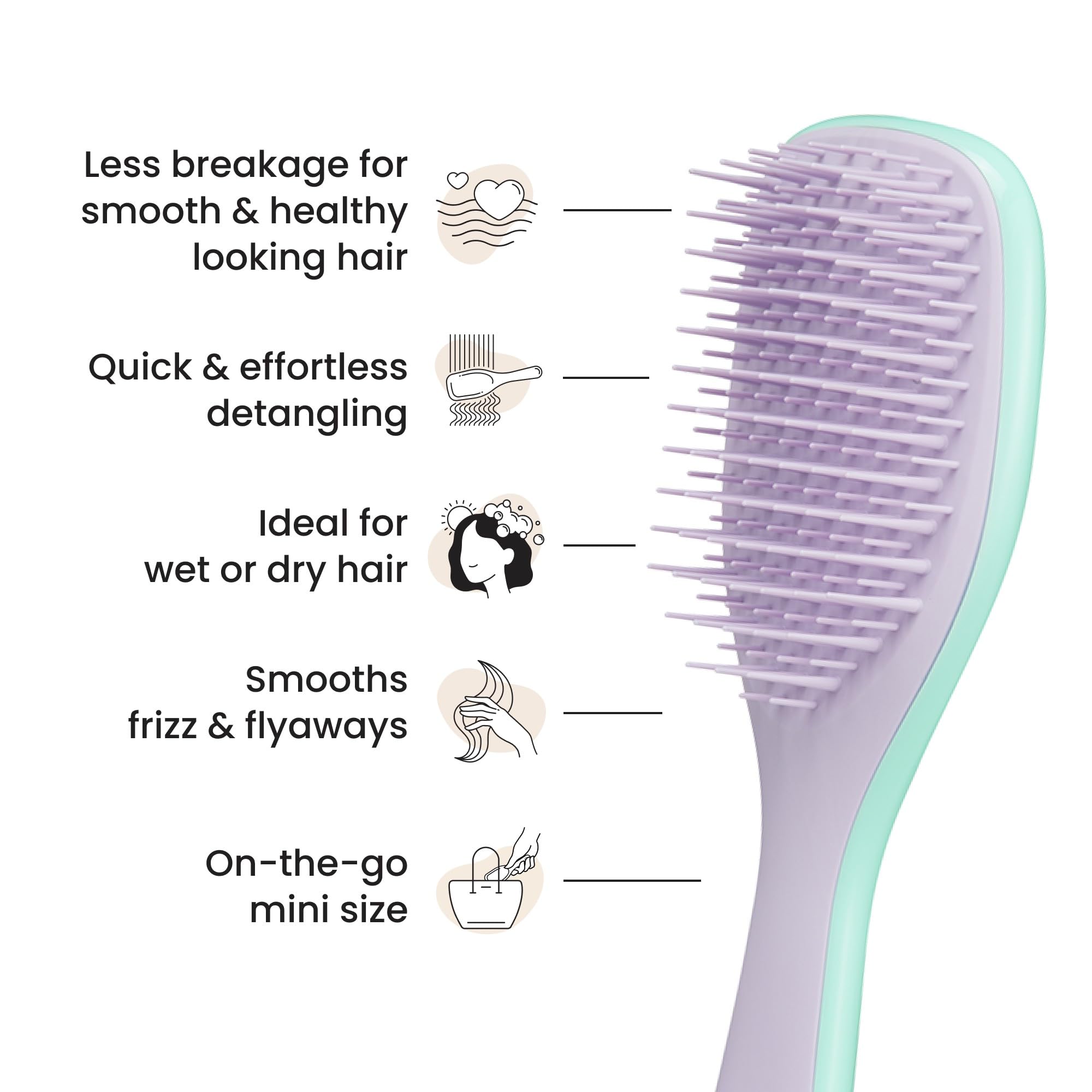 Tangle Teezer Ultimate Detangler diseño de dientes patentado, dos niveles para desenredar y alisar.