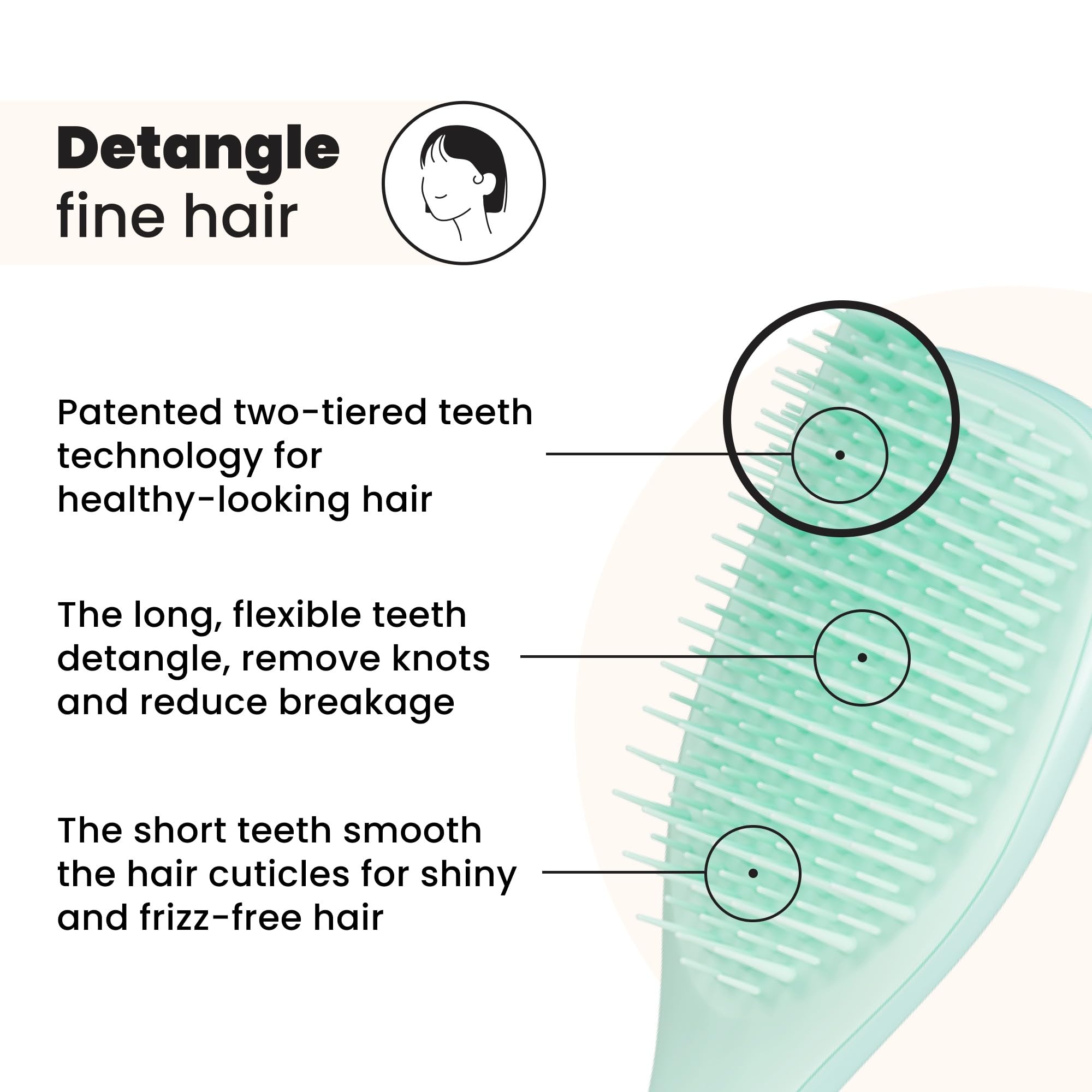 Tangle Teezer con dientes de dos niveles, mini, reduce tirones al peinar.