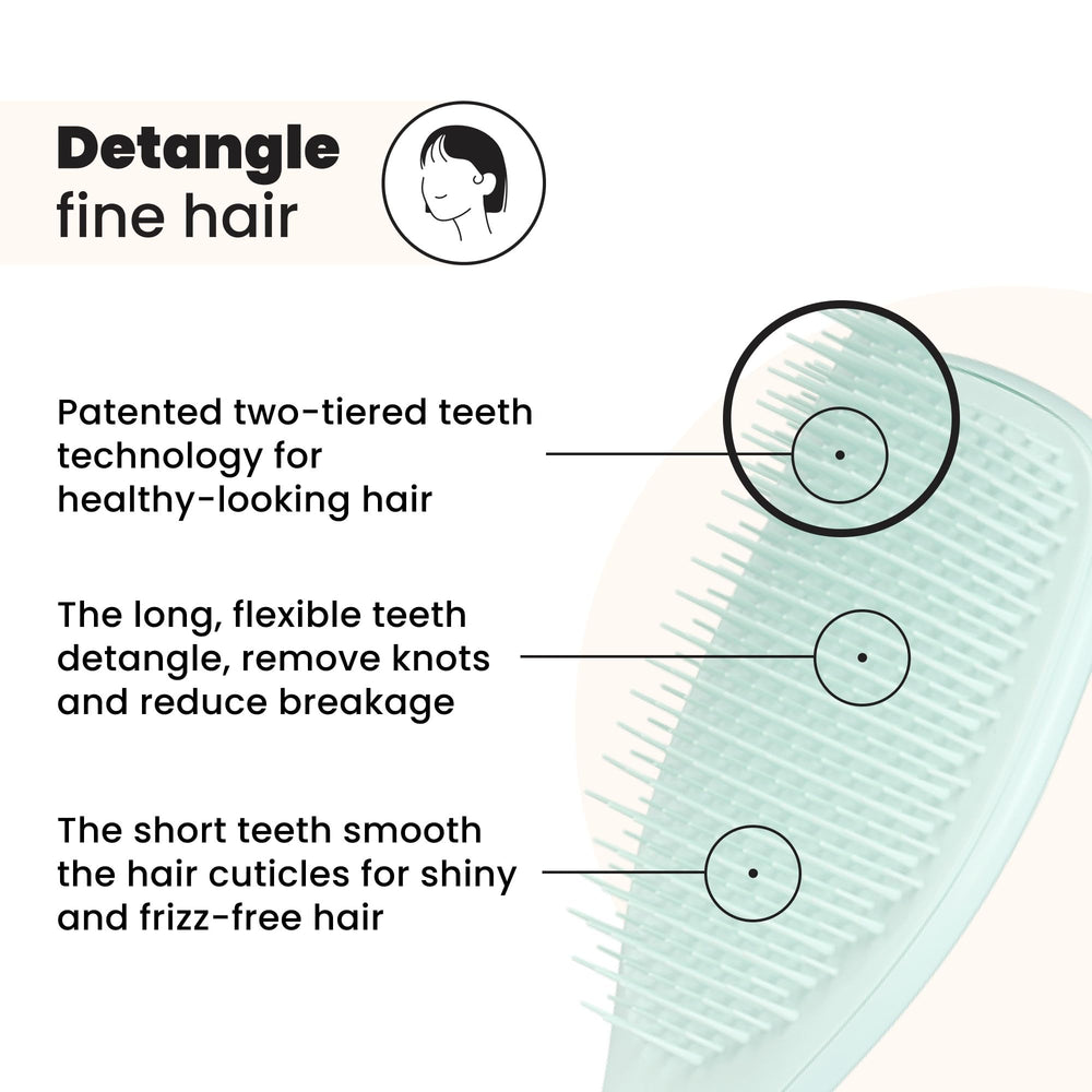 Dientes largos y cortos de Tangle Teezer desenredando sin tirar.
