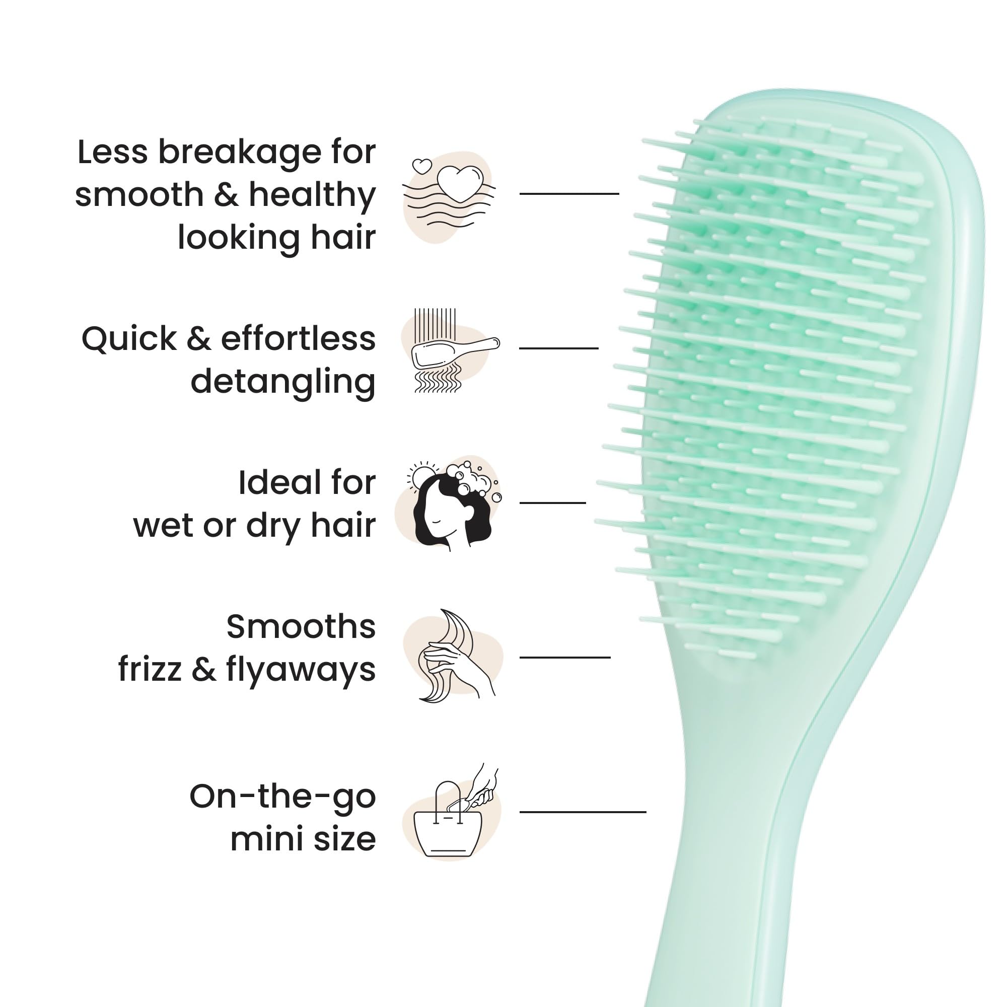 Tangle Teezer dientes suaves, desenreda cabello mojado o seco sin tirar.