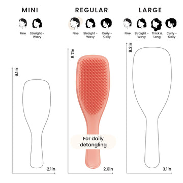Cepillo Tangle Teezer distribución uniforme de productos para el cuidado.