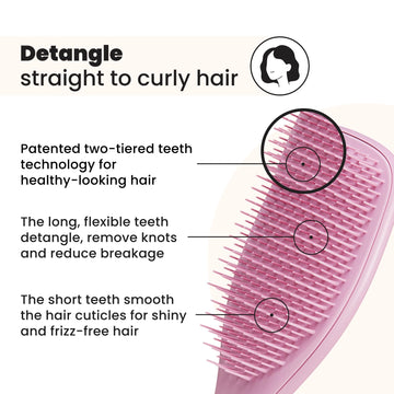 Tangle Teezer Ultimate Detangler: dientes de dos niveles para cabello seco, menor quiebre.
