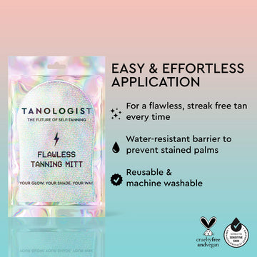 Tanologist Flawless: guante protector para manos libres de manchas durante el bronceado.