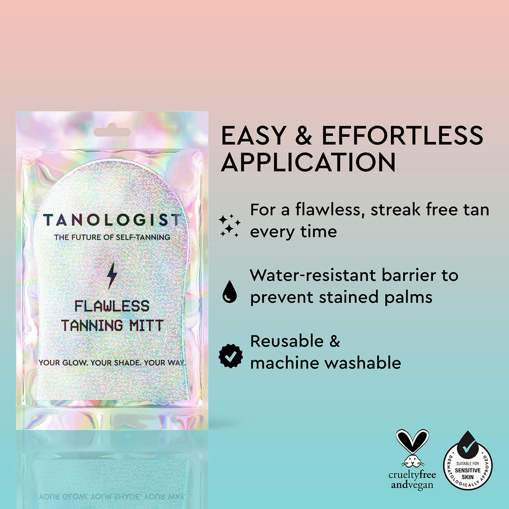 Tanologist Flawless: guante protector para manos libres de manchas durante el bronceado.