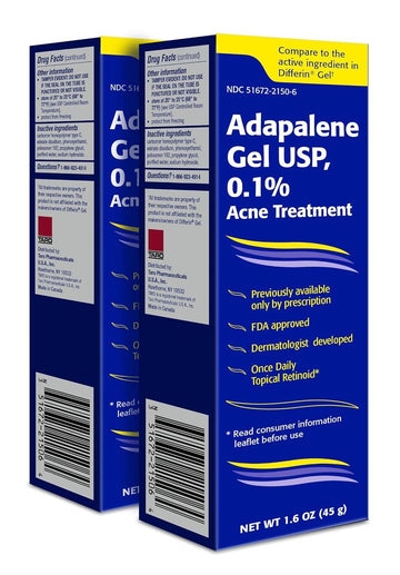 TARO Adapalene gel envase, cuidado suave para piel sensible.